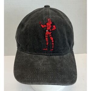 New! Marvel Deadpool Embroidered Ball Cap In Black